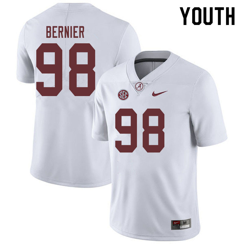 Alabama Crimson Tide Youth Mike Bernier #98 White NCAA Nike Authentic Stitched 2019 College Football Jersey CK16T60JU
